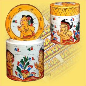   Tároló (Kézzel Festett) Wayang Motívumokkal/Henger alakú/Indonéz