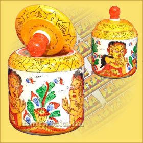   Tároló (Kézzel Festett) Wayang Motívumokkal/Íves fedéllel/Indonéz