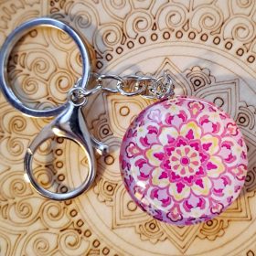 Mandalás kulcstartó-rózsaszín
