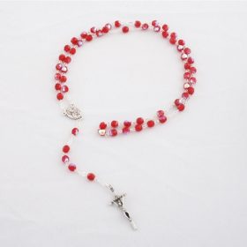 Rózsafüzér-Csiszolt kristály-piros