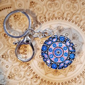 Mandalás kulcstartó-kék