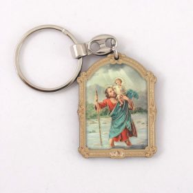 Szent Kristóf Faplakett Kulcstartó