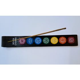   Füstölőtartó léc (Füstölőtartó papucs) Fekete Hét Csakra