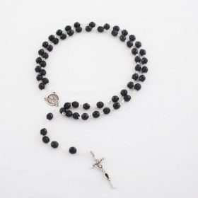Rózsafüzér-Csiszolt kristály-fekete