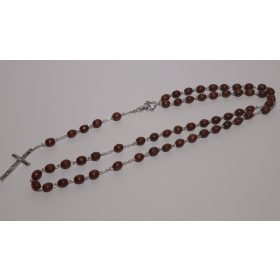 Rózsafüzér-Fa fémkereszttel-középbarna