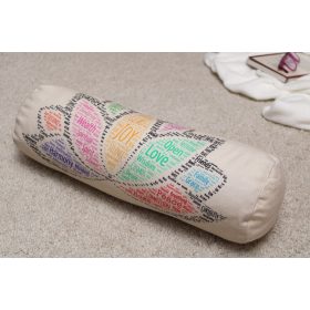 Hengerpárna -Lótusz Angol Pozitív Üzenetekkel/Natúr