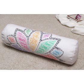 Hengerpárna -Lótusz Angol Pozitív Üzenetekkel/Fehér 